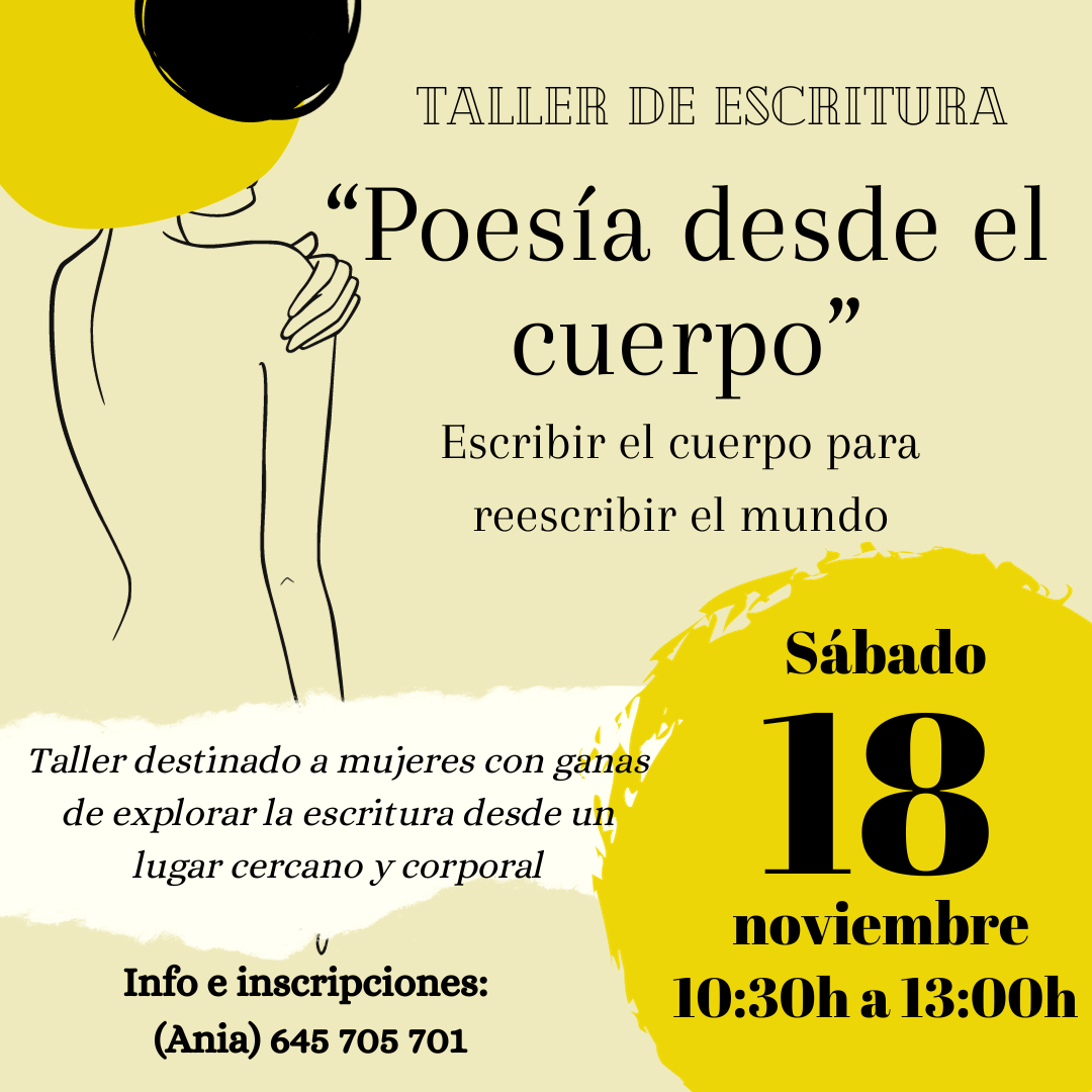 taller de escritura en la ilusa Bilbao Poesía en la librería, trabajar el cuerpo, dirigido a mujeres