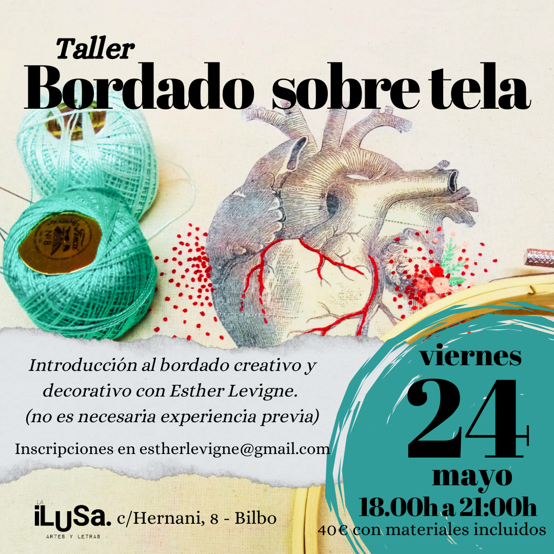 Taller de bordado sobre tela en la librería La ilusa en Bilbao